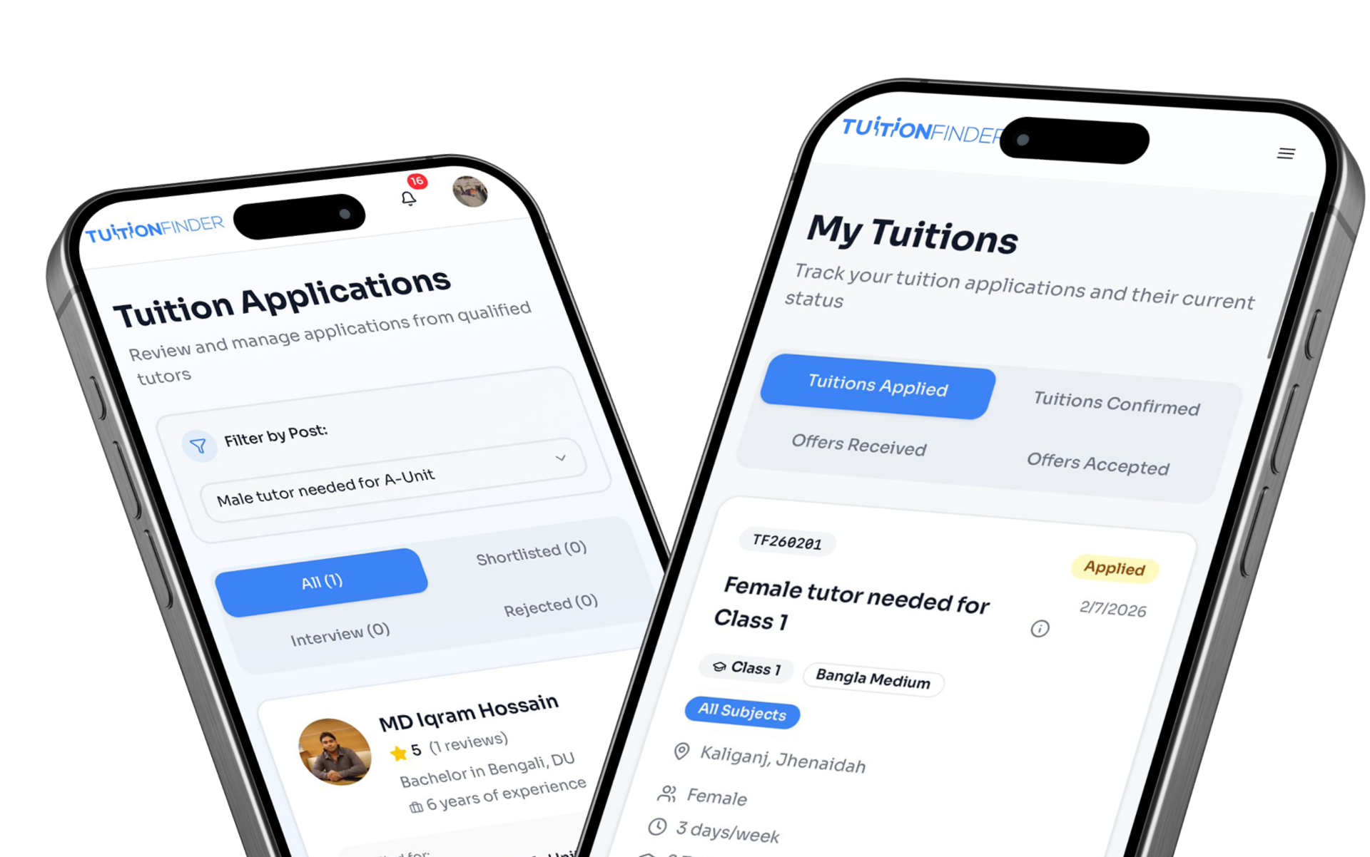 TuitionFinder mobile app